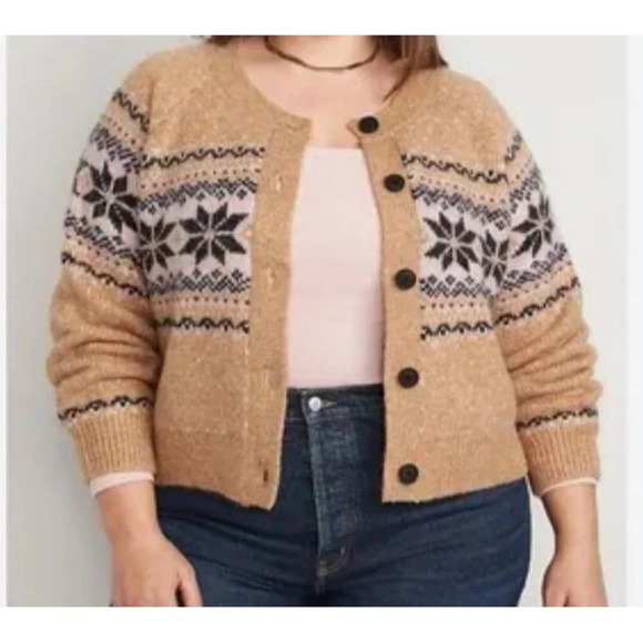 Old Navy chunky knit cardigan sweater Wild Fable Fair Isle size XXL - Picture 1 of 7